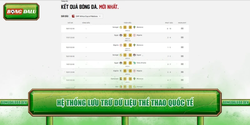 Hệ thống lưu trữ dữ liệu thể thao quốc tế